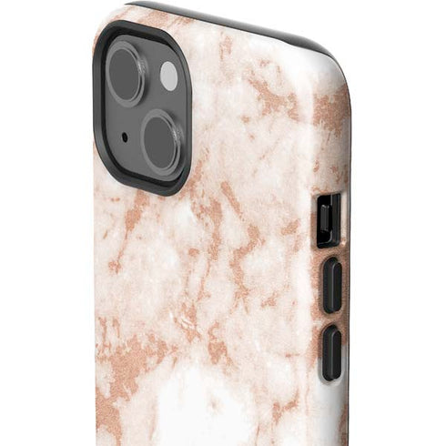 White Rose Gold Marble iPhone 14 Impact Case