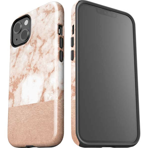 White Rose Gold Marble iPhone 15 Impact Case