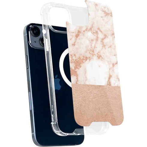 White Rose Gold Marble iPhone 15 Plus MagSafe Case