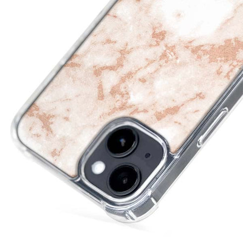 White Rose Gold Marble iPhone 15 Plus MagSafe Case