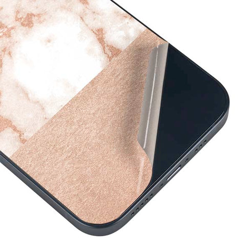 White Rose Gold Marble iPhone 15 Plus Skin