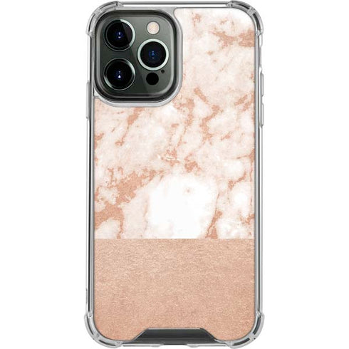 White Rose Gold Marble iPhone 15 Pro Max Clear Case