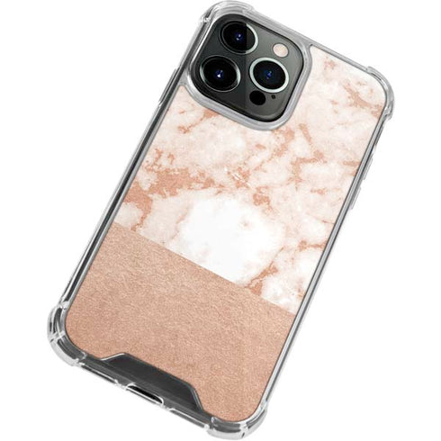 White Rose Gold Marble iPhone 15 Pro Max Clear Case