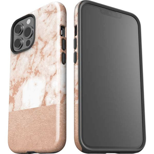White Rose Gold Marble iPhone 15 Pro Max Impact Case
