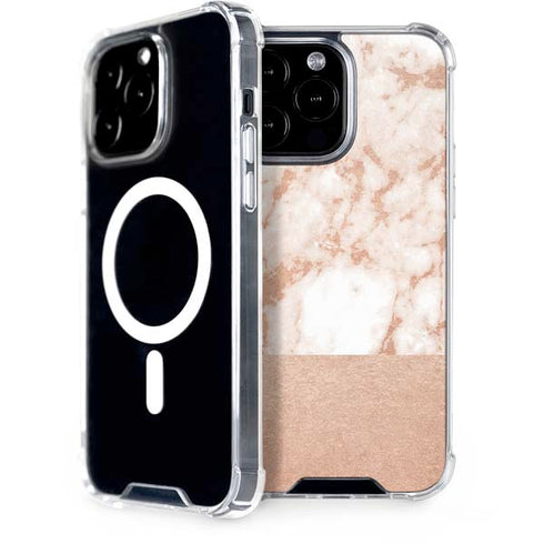 White Rose Gold Marble iPhone 14 Pro Max MagSafe Case