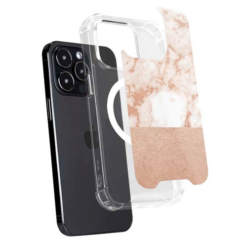 White Rose Gold Marble iPhone 15 Pro Max MagSafe Case