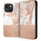 White Rose Gold Marble iPhone 15 Plus Folio Case