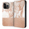 White Rose Gold Marble iPhone 15 Pro Max Folio Case