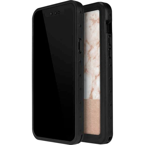White Rose Gold Marble iPhone 15 Waterproof Case
