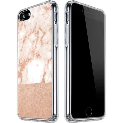 White Rose Gold Marble iPhone SE (2nd & 3rd Gen) Clear Case