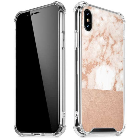 White Rose Gold Marble iPhone XS Max Clear Case