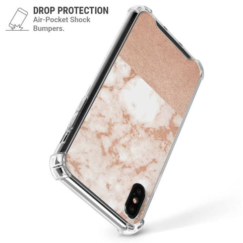 White Rose Gold Marble iPhone XS Max Clear Case