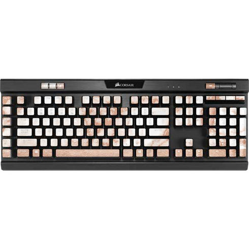 White Rose Gold Marble K95 RGB PLATINUM Mechanical Gaming Keyboard Skin