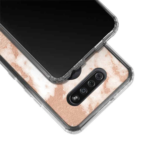 White Rose Gold Marble LG K51/Q51 Clear Case