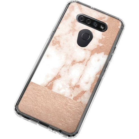 White Rose Gold Marble LG K51/Q51 Clear Case