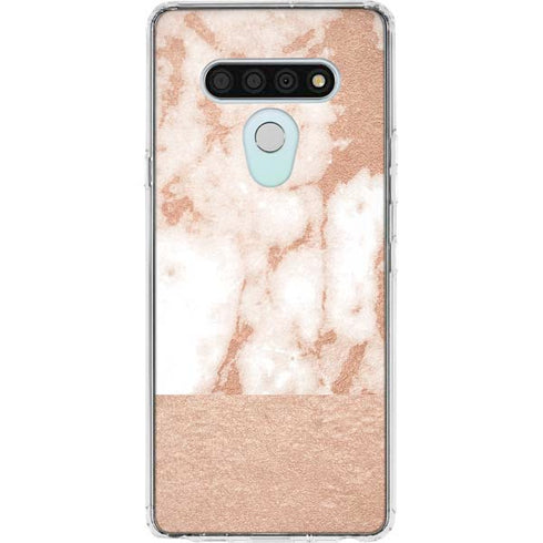 White Rose Gold Marble LG Stylo 6 Clear Case