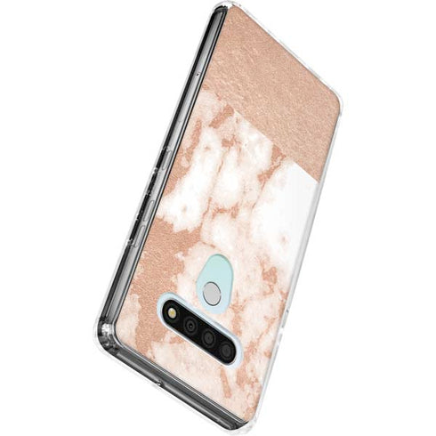 White Rose Gold Marble LG Stylo 6 Clear Case