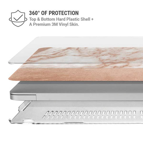 White Rose Gold Marble MacBook Air 15in (2023-2025) Case plus Skin