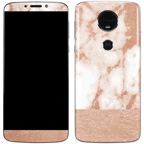 White Rose Gold Marble Moto E5 Plus Skin