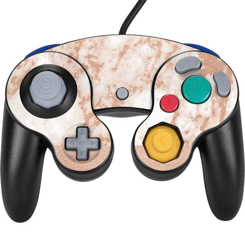 White Rose Gold Marble Nintendo GameCube Controller Skin