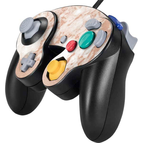 White Rose Gold Marble Nintendo GameCube Controller Skin