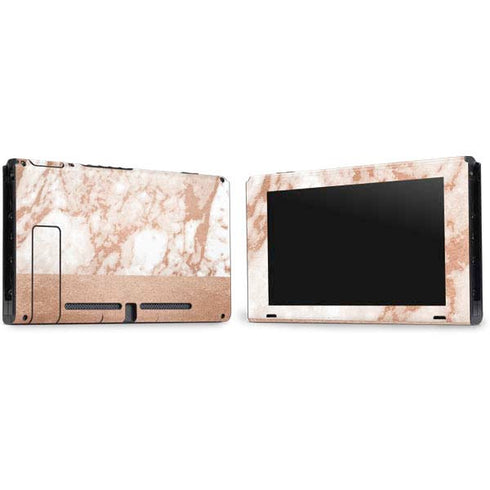 White Rose Gold Marble Nintendo Switch Bundle Skin