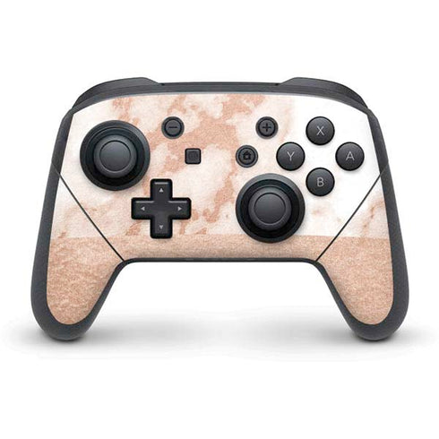 White Rose Gold Marble Nintendo Switch Pro Controller Skin
