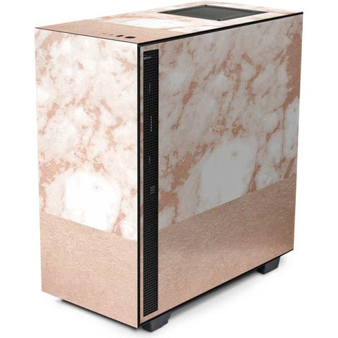 White Rose Gold Marble NZXT H510 Compact ATX Mid-Tower Case Skin