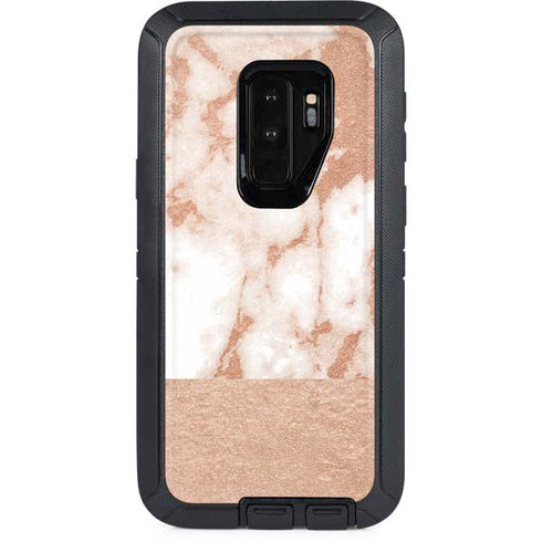 White Rose Gold Marble Otterbox Defender Galaxy Skin
