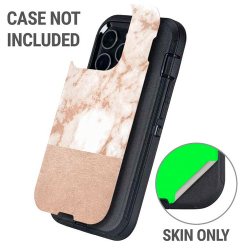 White Rose Gold Marble Otterbox Defender iPhone Skin