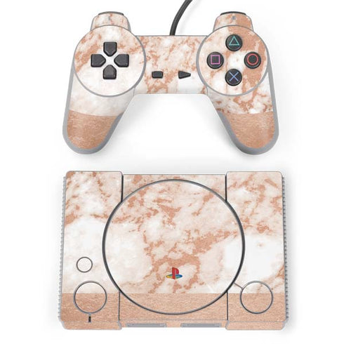 White Rose Gold Marble PlayStation Classic Bundle Skin
