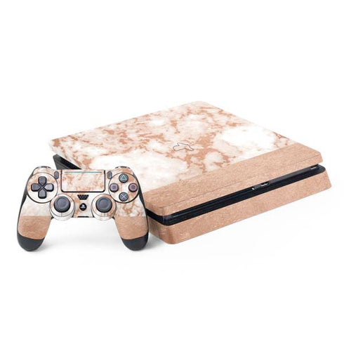White Rose Gold Marble PS4 Slim Bundle Skin