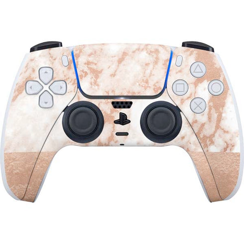 White Rose Gold Marble PS5 Controller Skin