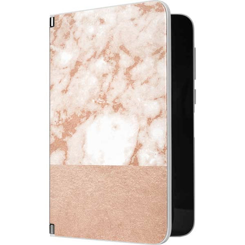 White Rose Gold Marble Surface Duo Skin