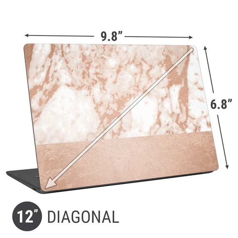 White Rose Gold Marble Universal Laptop 12in (9.8 x 6.8in) Skin