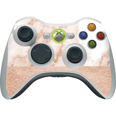 White Rose Gold Marble Xbox 360 Wireless Controller Skin