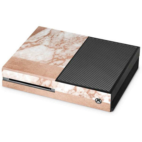 White Rose Gold Marble Xbox One Console Skin