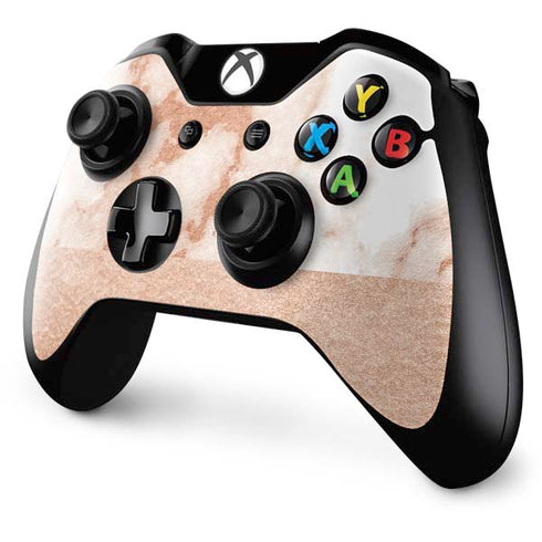 White Rose Gold Marble Xbox One Controller Skin