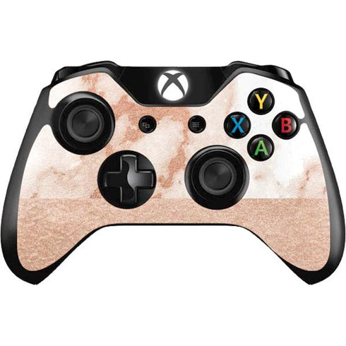 White Rose Gold Marble Xbox One Controller Skin