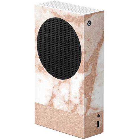 White Rose Gold Marble Xbox Series S Console Skin
