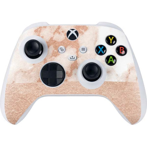 White Rose Gold Marble Xbox Series S Controller Skin