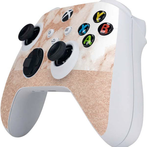 White Rose Gold Marble Xbox Series S Controller Skin