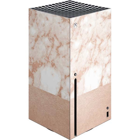White Rose Gold Marble Xbox Series X Console Skin