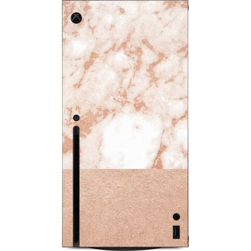 White Rose Gold Marble Xbox Series X Console Skin