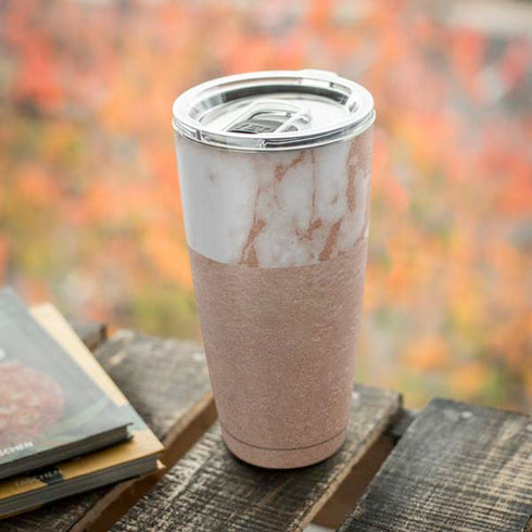 White Rose Gold Marble Yeti 20oz Tumbler Skin