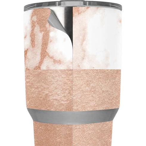 White Rose Gold Marble Yeti 30oz Rambler Tumbler Skin
