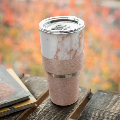 White Rose Gold Marble Yeti 30oz Rambler Tumbler Skin