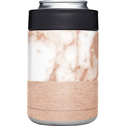White Rose Gold Marble Yeti Colster Can Insulator Skin