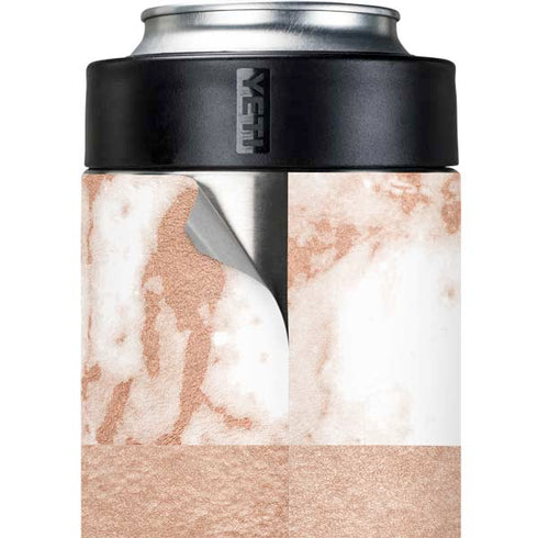 White Rose Gold Marble Yeti Colster Can Insulator Skin