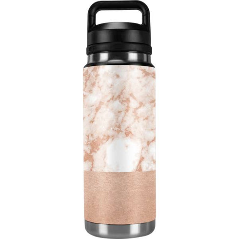 White Rose Gold Marble YETI Rambler 26oz Bottle Skin
